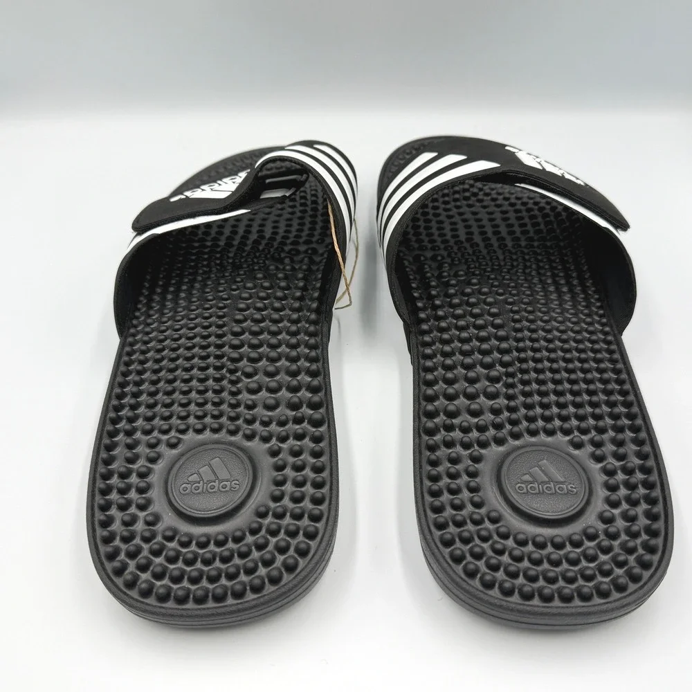 Adidas Adissage Massage Slides Mens 13 - Core Black / Cloud White (F35580) NWOT